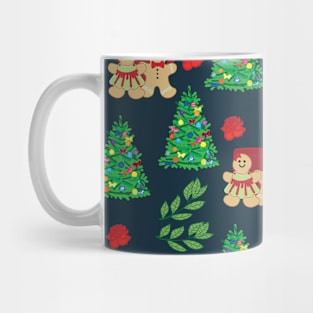 Christmas Tree Pattern with Gingerbread Men Mug